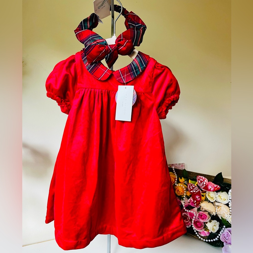 Max Studio velvet red dress 12-18months